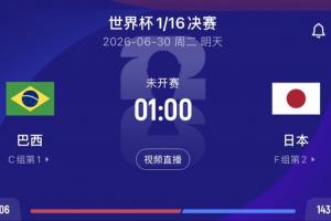 巴西vs日本赔率:90分钟巴西胜1.7,打平3.7,日本胜5.25